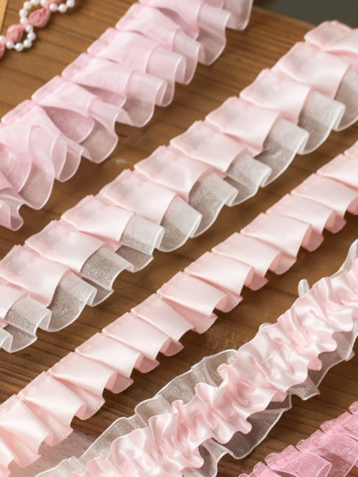 2 미터 핑크 레이스 리본 트림 파티 드레스 장식 패브릭 DIY 의류 봉제 용품 의류 칼라 커프 바느질 공예