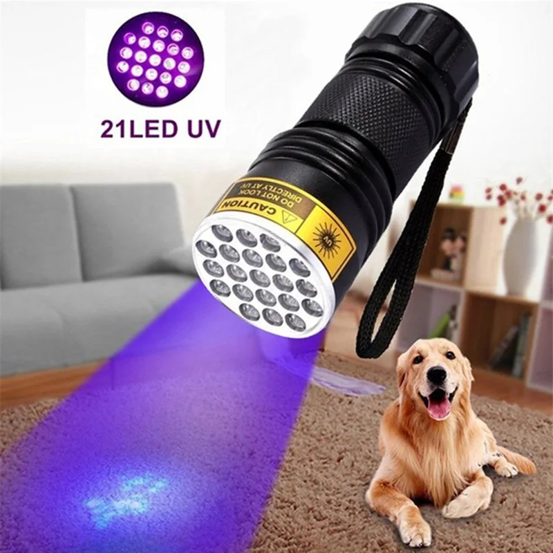 21 LED UV 자외선 손전등 블랙 라이트 395NM 애완 동물 소변 얼룩에 대 한 미니 토치 플래시 램프 휴대용 블랙 라이트 손전등