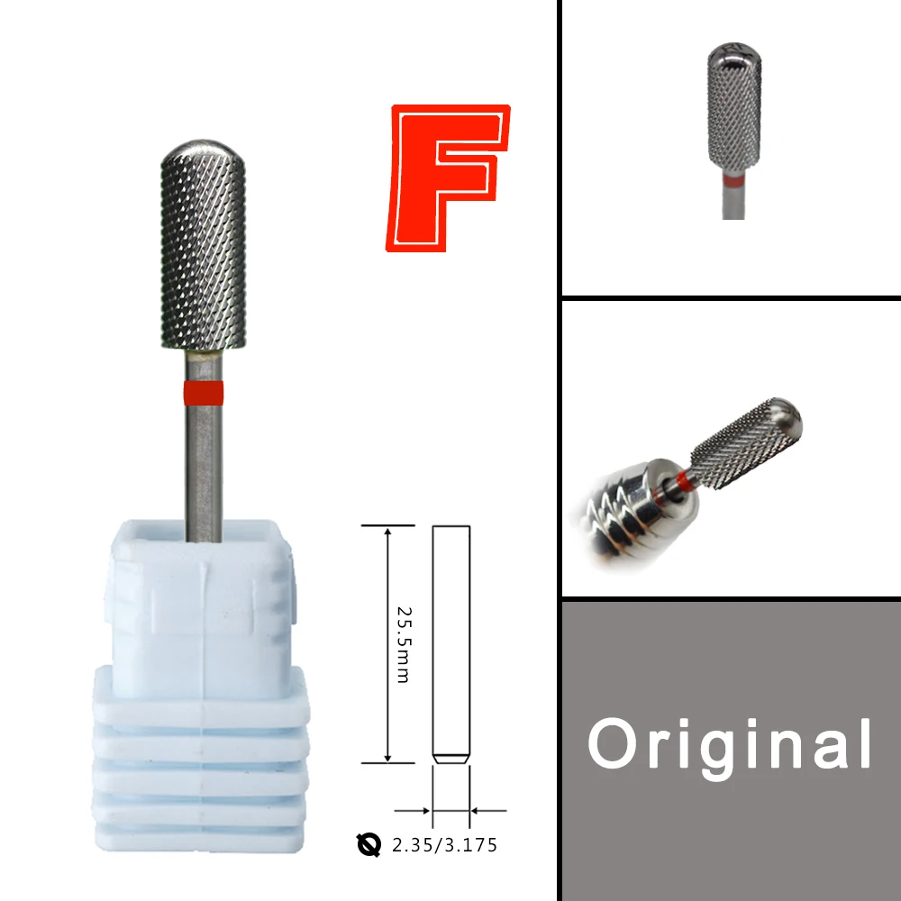 RolinStar 5.35 소형 라운드 탑 배럴 오리지널 스틸 카바이드 매니큐어 네일 드릴 비트 파일 액세서리