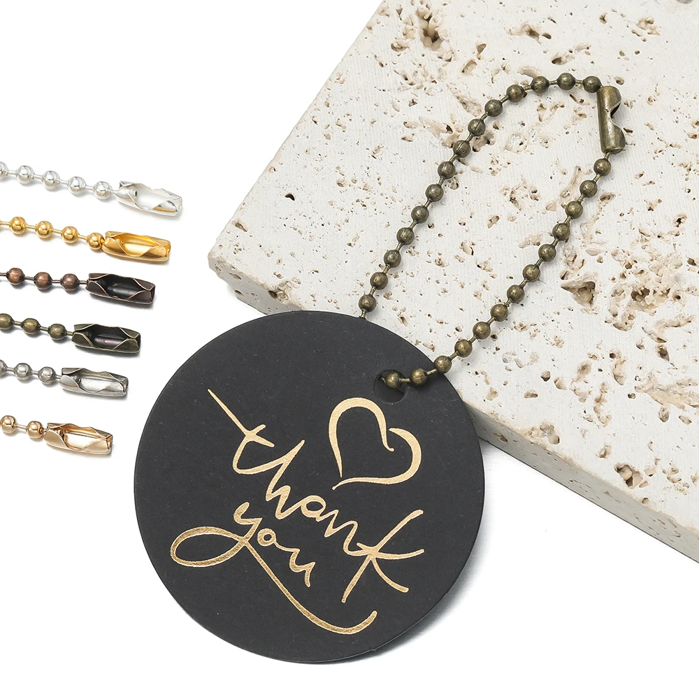 50 개/몫 라운드 볼 비드 체인은 키 체인에 적합 12cm 길이 개 태그 DIY 펜던트 쥬얼리 찾기에 대 한 커넥터와 대량 체인