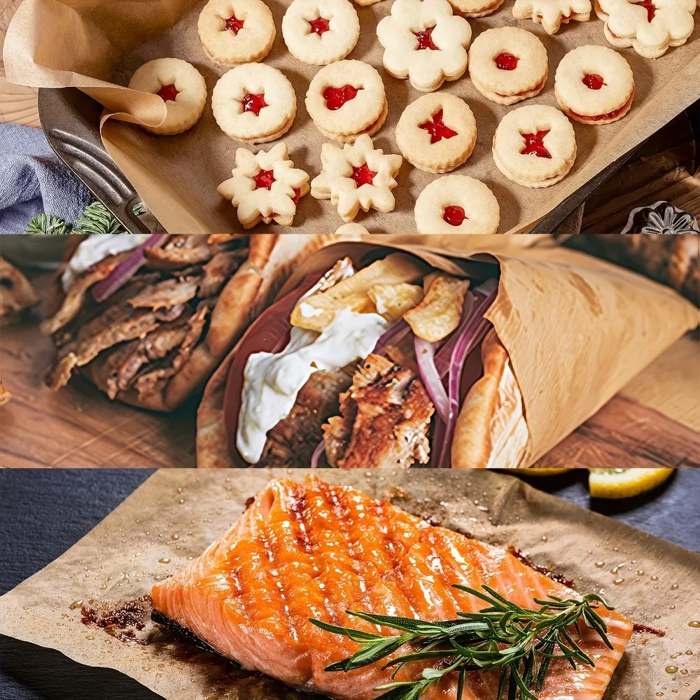 5/8/10/20m 양피지 베이킹 시트 오븐용 비 스틱 프리 컷 베이킹 라이너 에어 프라이어 그릴 매트 찐빵 쿠키