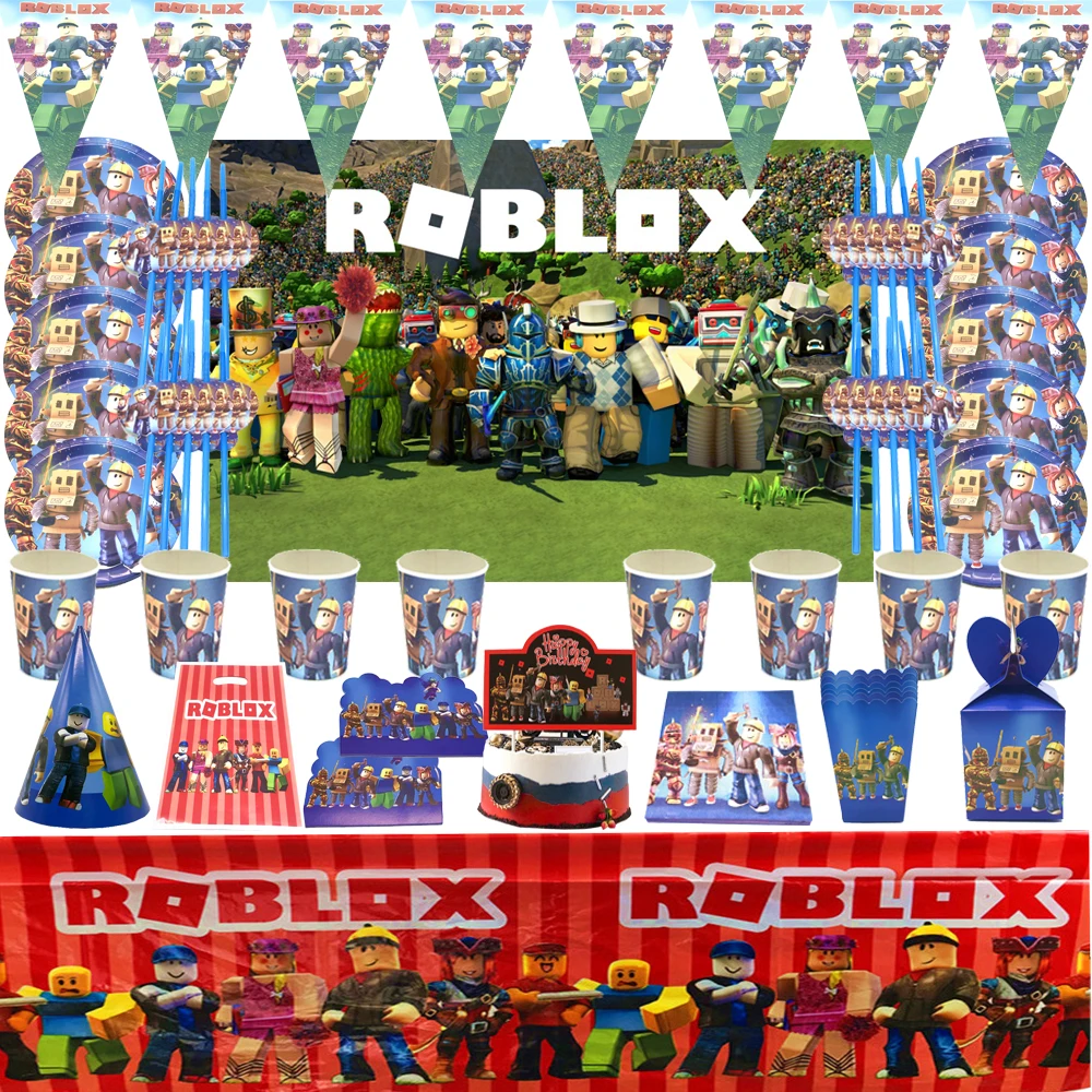 뜨거운 로봇 Roblox 어린이 생일 파티 용품 세트 일회용 식기 Roblox 종이 접시 컵 풍선 베이비 샤워 파티 장식 title=뜨거운 로봇 Roblox 어린이 생일 파티 용품 세트 일회용 식기 Roblox 종이 접시 컵 풍선 베이비 샤워 파티 장식
