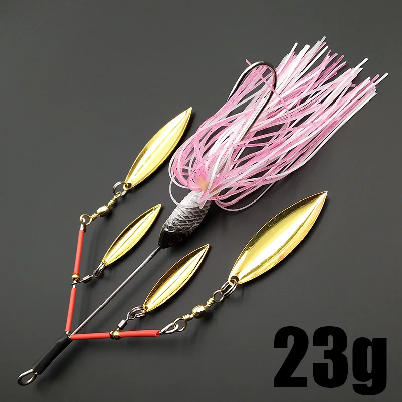 Lunker Spinner Baits 하드 낚시 미끼 23g 시끄러운 버즈 회전 블레이드 버블 진동 탠덤 스핀 버드 나무베이스 송어 퍼치 파이크