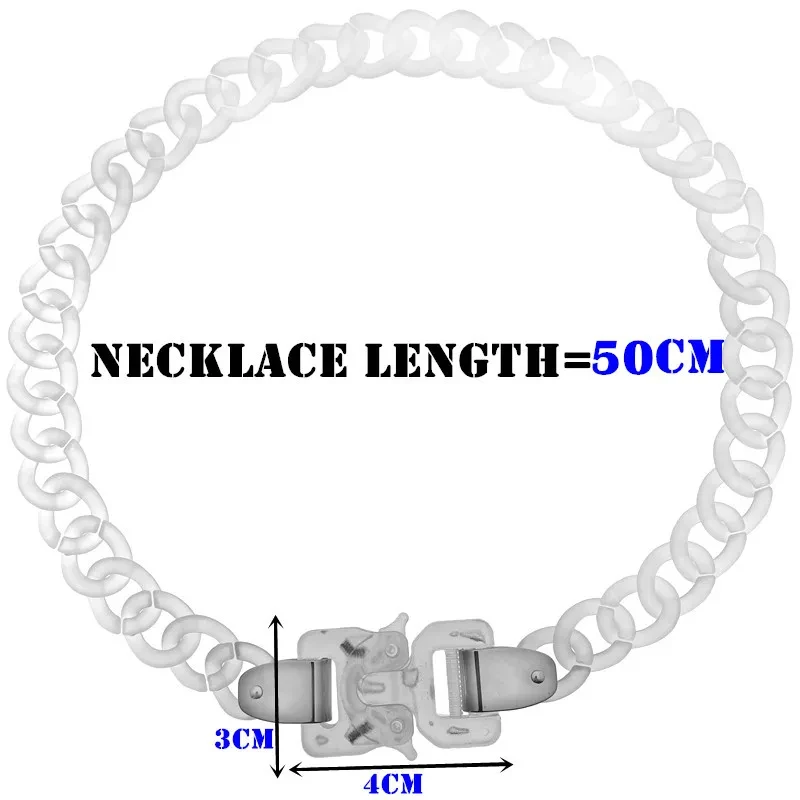 남성용 무광 투명 아크릴 체인 잠금 펜던트 목걸이, 록 링크 버클 초커 팔찌, 힙합 파티 쥬얼리, 신제품
