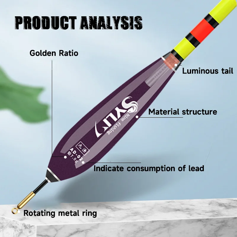 새로운 2피스 짧은 발 바위 낚시 플로트 5.2MM 야간 조명 플로트 감지 색상 변경 꼬리/일정한 밝기 꼬리 옵션