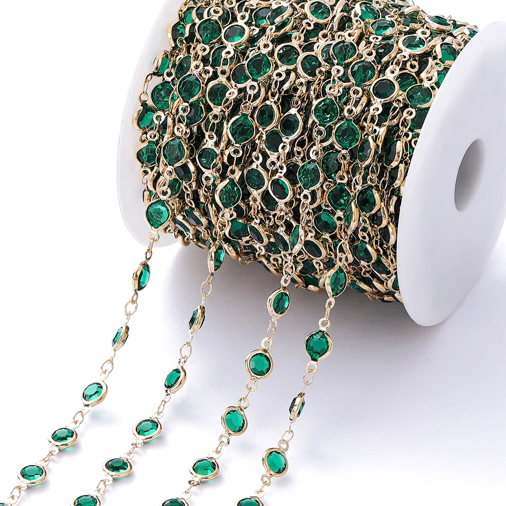 1 미터 6mm 화려한 크리스탈 비즈 페르시 체인 유리 구슬 KC 골드 목걸이 체인 DIY 쥬얼리 만들기 공예 액세서리