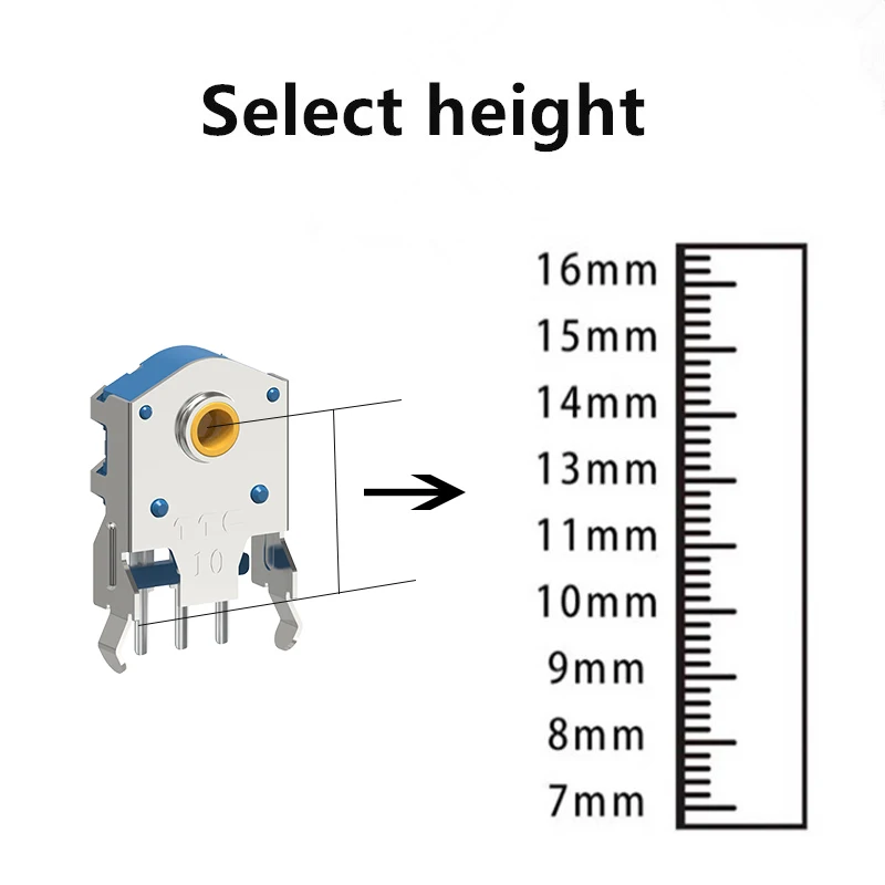 TTC 인코더 7/8/9/10/11/12/13/14/15/16mm 로터리 마우스 스크롤 골드 휠 인코더, 1.74mm 홀 마크, 20-40g PC 마우스 방진