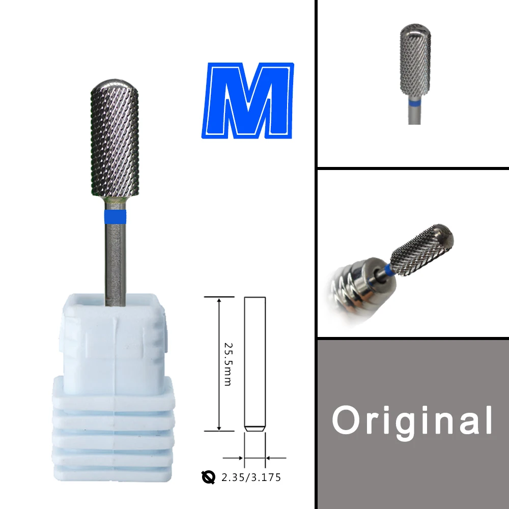 RolinStar 5.35 소형 라운드 탑 배럴 오리지널 스틸 카바이드 매니큐어 네일 드릴 비트 파일 액세서리