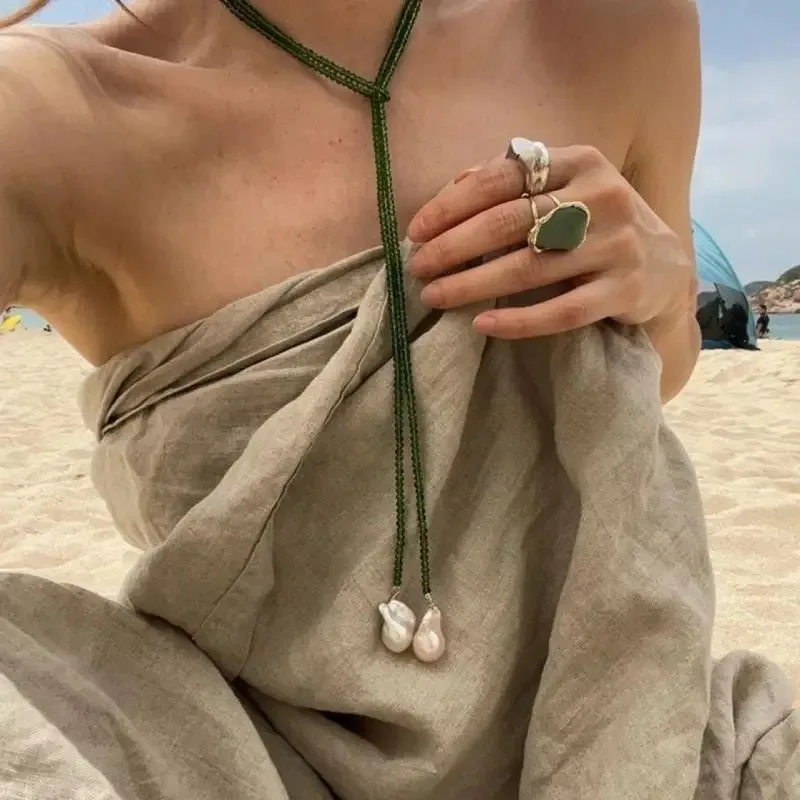 여성을위한 레트로 외계인 불규칙한 바로크 진주 펜던트 목걸이 빈티지 그린 블랙 크리스탈 구슬 긴 목걸이 목 체인 쥬얼리 title=여성을위한 레트로 외계인 불규칙한 바로크 진주 펜던트 목걸이 빈티지 그린 블랙 크리스탈 구슬 긴 목걸이 목 체인 쥬얼리 