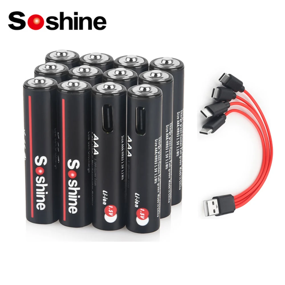 Soshine USB 1100mWh 리튬 배터리 1.5V AAA 1100mWh 충전식 배터리 원격 제어 무선 마우스용 1000회 사이클 title=Soshine USB 1100mWh 리튬 배터리 1.5V AAA 1100mWh 충전식 배터리 원격 제어 무선 마우스용 1000회 사이클 
