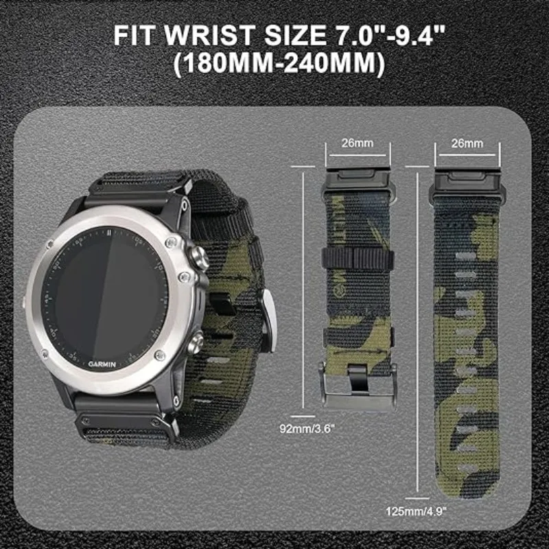 Garmin Fenix ​​7 7X 6X Pro/Epix Pro Gen 2 51mm 47mm/Fenix6 5Plus 5XPlus 브레이드 시계 밴드용 QuickFit 22mm 26mm 나일론 스트랩