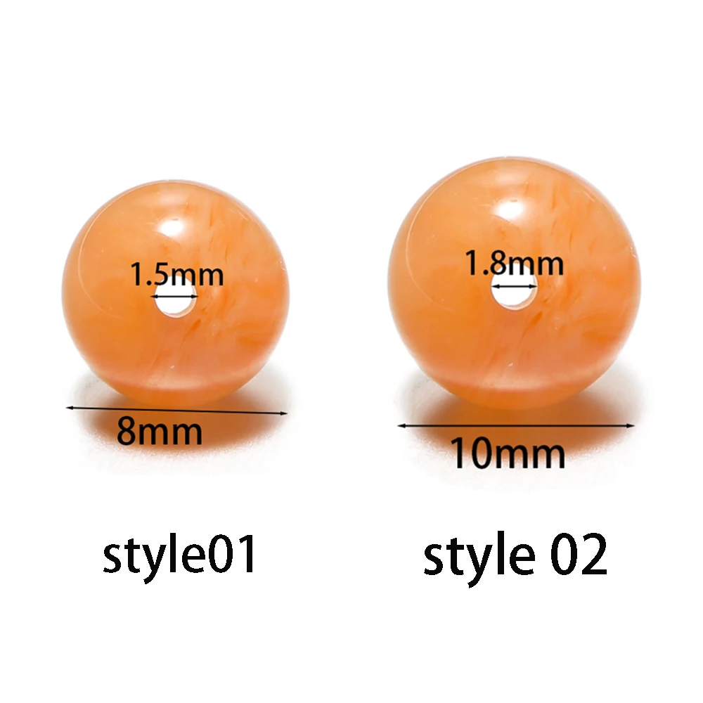 10Pcs 8mm 10mm 다채로운 수지 구슬 DIY 수제 목걸이 팔찌 쥬얼리에 대 한 라운드 느슨한 스페이서 비즈 액세서리 만들기