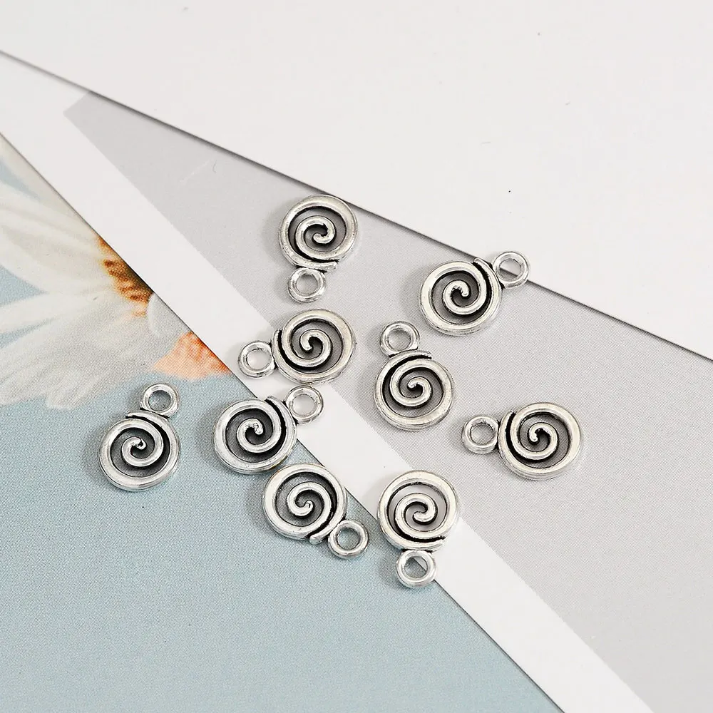 30 개/몫-12x8mm 미니 소용돌이 나선형 나사 매력 DIY 쥬얼리에 대한 헬릭스 첨탑 Volution 펜던트 용품 도매 대량 만들기