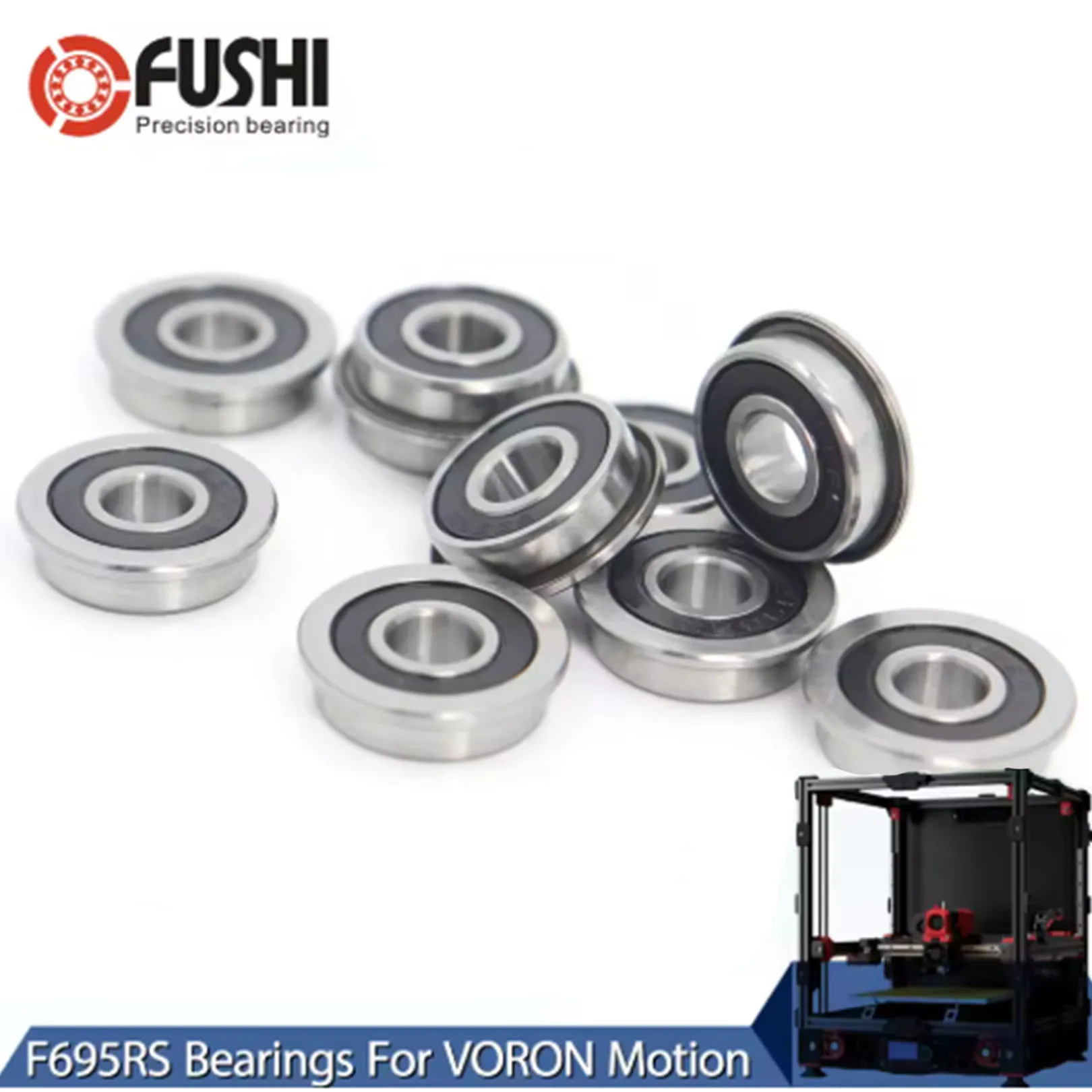 FUSHI F695 2RS 베어링 5*13*4mm 10 개, ABEC-7 플랜지 미니어처 F695 RS 볼 베어링 F695RS, VORON Mobius 2/3 2/4 3D 프린터용 title=FUSHI F695 2RS 베어링 5*13*4mm 10 개, ABEC-7 플랜지 미니어처 F695 RS 볼 베어링 F695RS, VORON Mobius 2/3 2/4 3D 프린터용