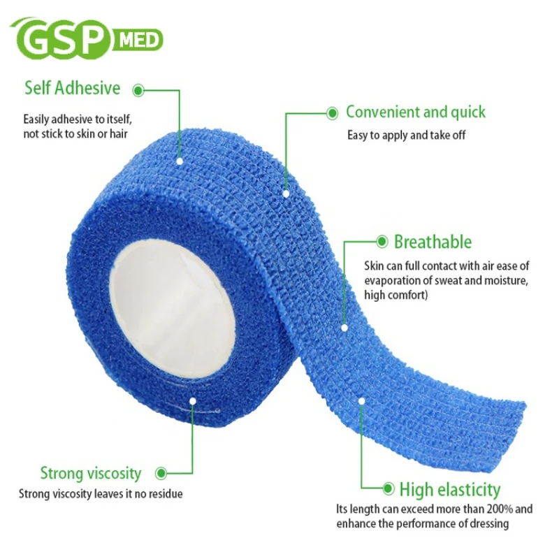 1 롤 2.5/5/10cm 자기 접착 성 탄력 붕대 스포츠 문신 키트 부상 손가락 손목 발목을위한 응집 테이프 랩 탄성체