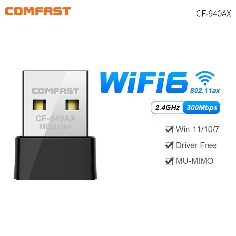 Comfast Wifi 6 어댑터 미니 USB WIFI 6 동글 네트워크 카드 2.4GHz Cle Wi-Fi Lan 어댑터 드라이버 무료 PC 노트북 600M150M 수신기