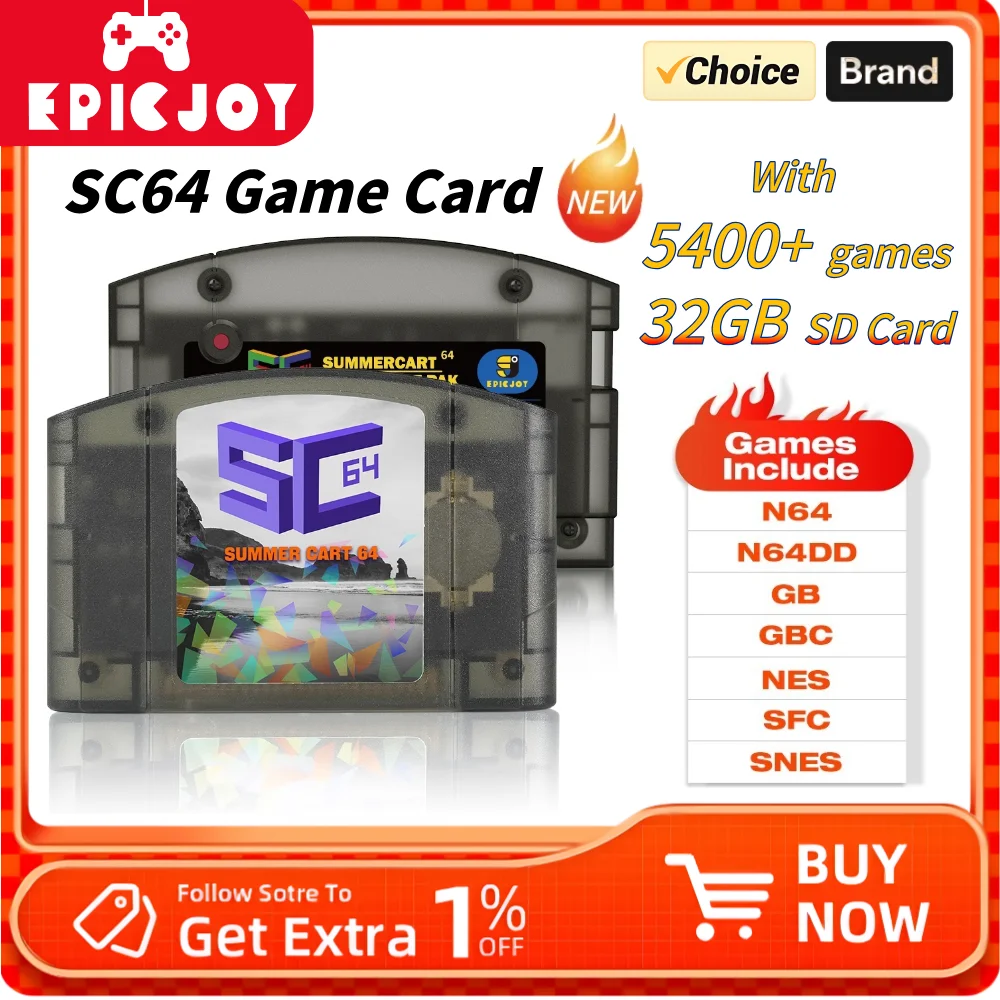 EPICJOY SummerCart 64 오픈 소스 N64 게임 카드 Nintendo 64 게임 콘솔 32GB SD 카드 호환성 5400+ 게임 및 64DD 게임 title=EPICJOY SummerCart 64 오픈 소스 N64 게임 카드 Nintendo 64 게임 콘솔 32GB SD 카드 호환성 5400+ 게임 및 64DD 게임