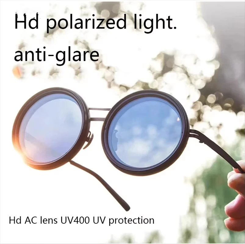 손으로 만든 ND9 레트로 펑크 편광 된 남자 라운드 조절 선글라스 여성 UV 안티 UV 낚시 선글라스 ND 필터