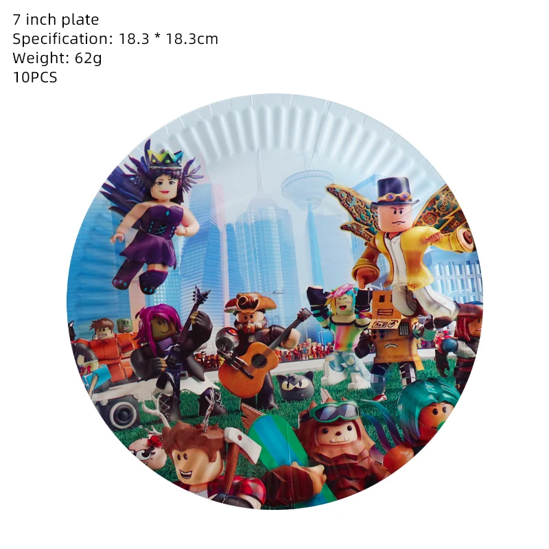 Roblox 생일 파티 장식 Supplie Roblox 게임 축하 파티 풍선 일회용 식기 컵 플레이트 베이비 샤워 장난감