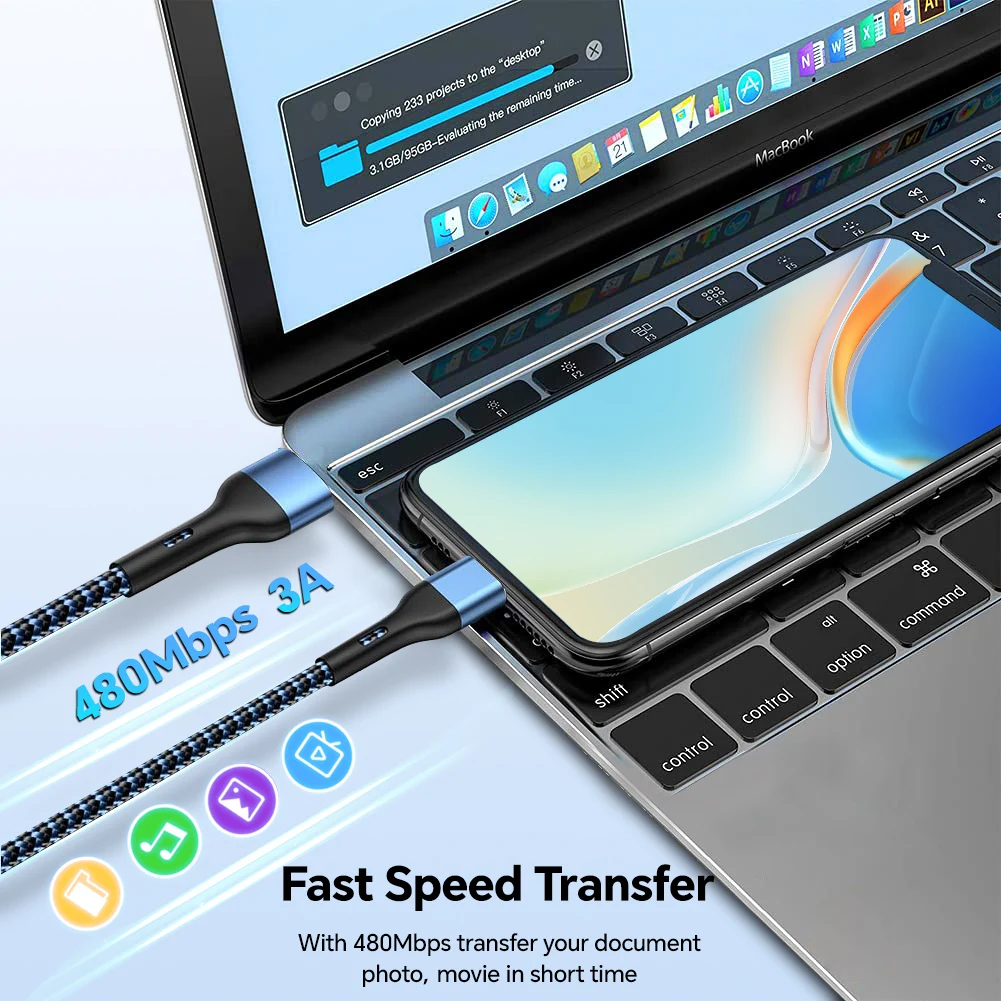 3A USB 고속 충전 케이블 iPhone 14 11 12 13 Pro X XS Max 6 7 8 Plus SE iPad 코드 전화 충전기 데이터 와이어 1/2/3m 10ft