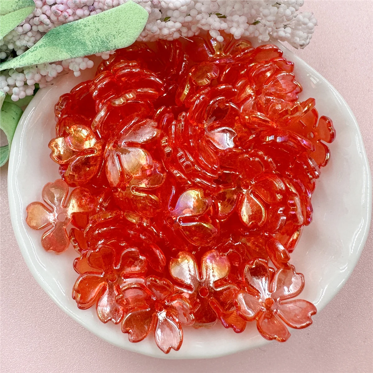 100 개/가방 15mm 아크릴 DIY Galsang 꽃 느슨한 구슬 귀걸이 쥬얼리 만들기 목걸이 팔찌