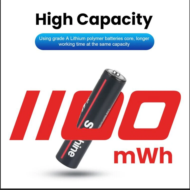 Soshine USB 1100mWh 리튬 배터리 1.5V AAA 1100mWh 충전식 배터리 원격 제어 무선 마우스용 1000회 사이클