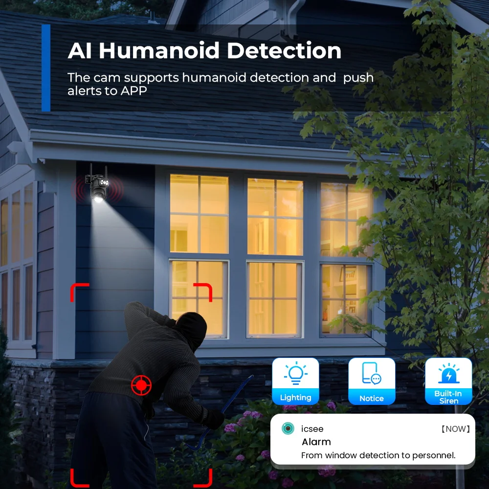 6K 12MP 야외 Wifi 카메라 PTZ 8X 광학 줌 3 렌즈 듀얼 스크린 비디오 감시 8MP 듀얼 렌즈 CCTV 보안 IP 카메라