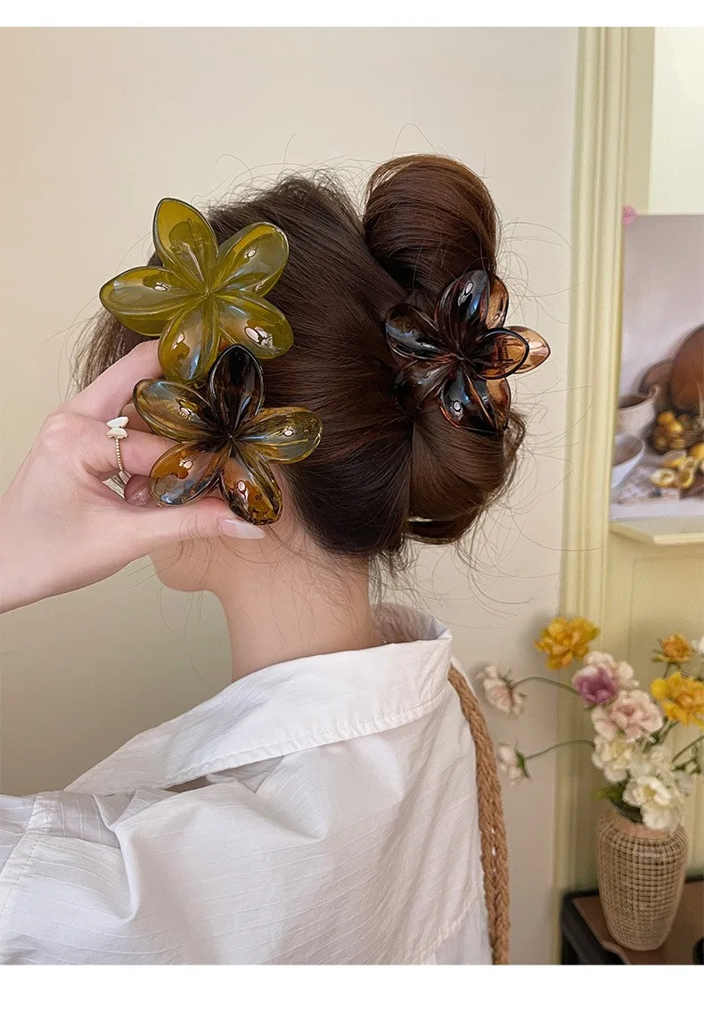 꽃 대형 머리 발톱 클립 크랩 헤어 클램프 여자 여자 포니 테일 홀더 큰 머리 바레트 헤어핀 헤어 액세서리 패션