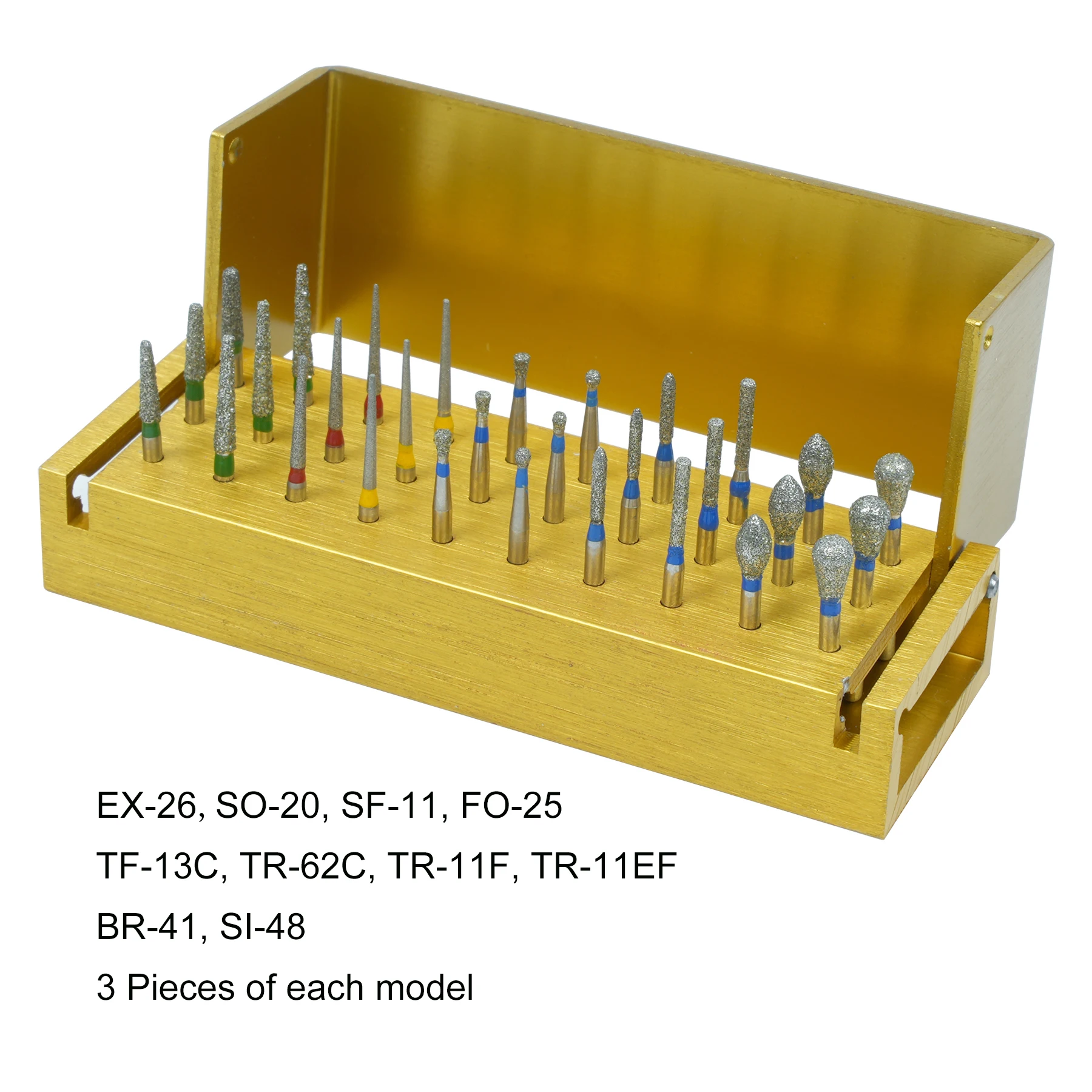 30 개/대 치과 다이아몬드 Burs 드릴 소독 블록 고속 핸드 피스 Burs 홀더 알루미늄 악기 치과 도구
