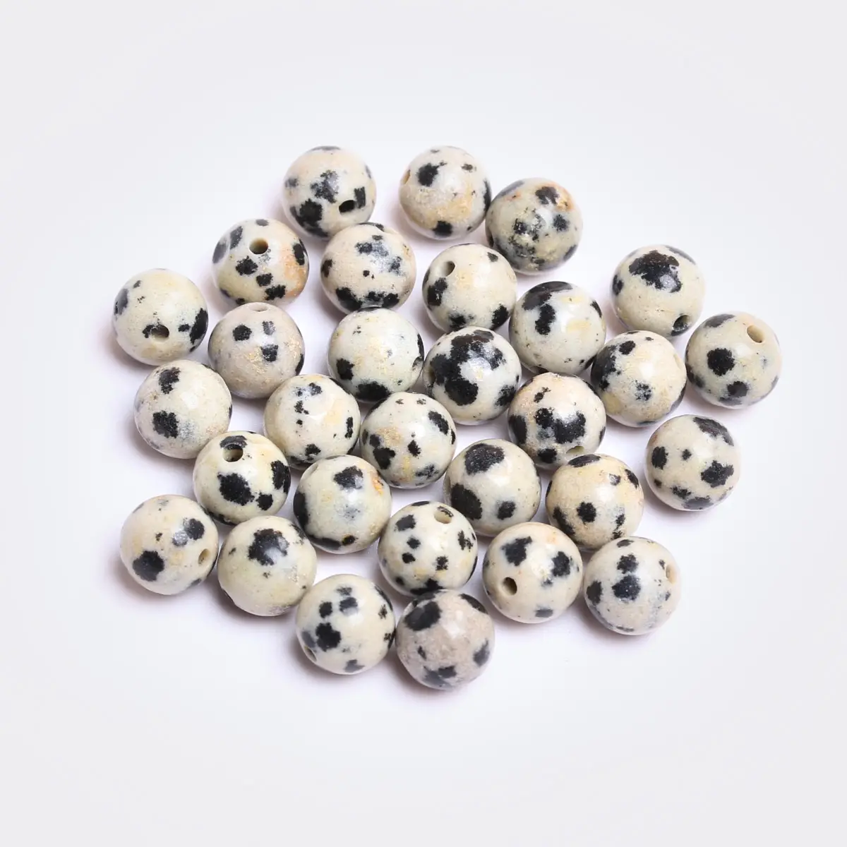 40-15 개/가방 4mm/6mm/8mm/10mm/12mm 천연 석재 라운드 느슨한 달마시안 재스퍼 비즈 쥬얼리 만들기 DIY 팔찌