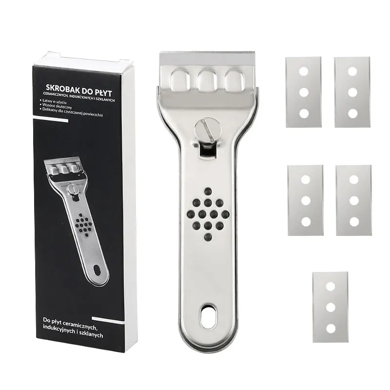 스테인레스 스틸 다기능 유리 세라믹 호브 스크레이퍼 클리너 리무버 (청소용 블레이드 포함) 오븐 쿠커 도구 유틸리티 나이프 title=스테인레스 스틸 다기능 유리 세라믹 호브 스크레이퍼 클리너 리무버 (청소용 블레이드 포함) 오븐 쿠커 도구 유틸리티 나이프