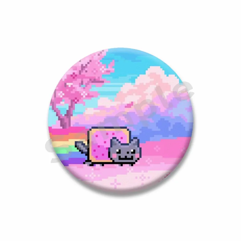 재미 있은 무지개 외계인 고양이 에나멜 핀 의류 가방 액세서리 브로치 만화 공상 과학 배지 쥬얼리 어린이 친구를위한 선물