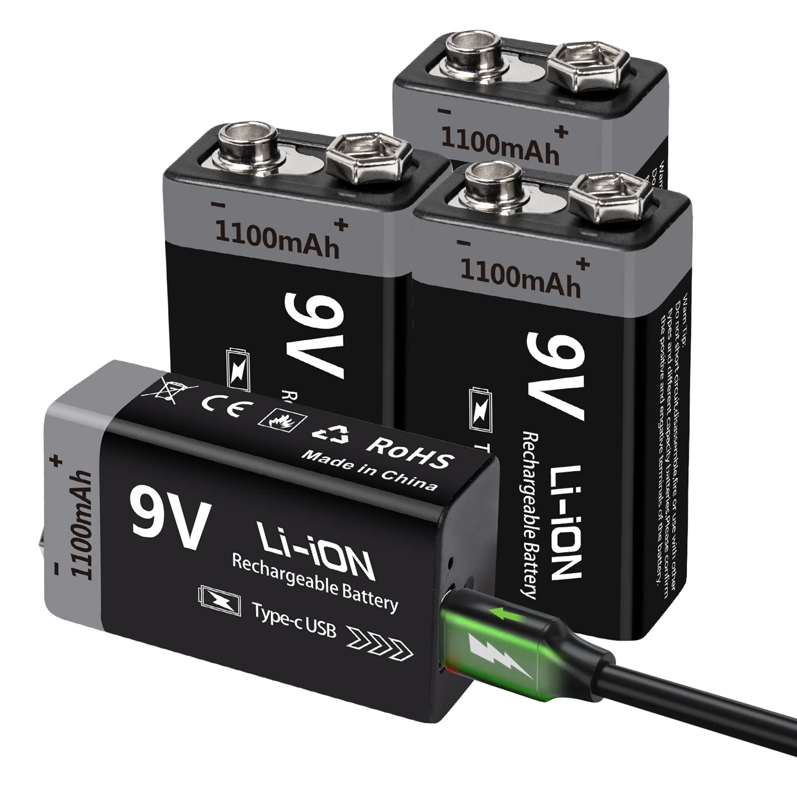 MATOV USB 9V 충전식 배터리 1100mAh Type-C 충전식 6F22 9V 리튬 이온 배터리 RC 헬리콥터 모델 멀티 미터 장난감 title=MATOV USB 9V 충전식 배터리 1100mAh Type-C 충전식 6F22 9V 리튬 이온 배터리 RC 헬리콥터 모델 멀티 미터 장난감 