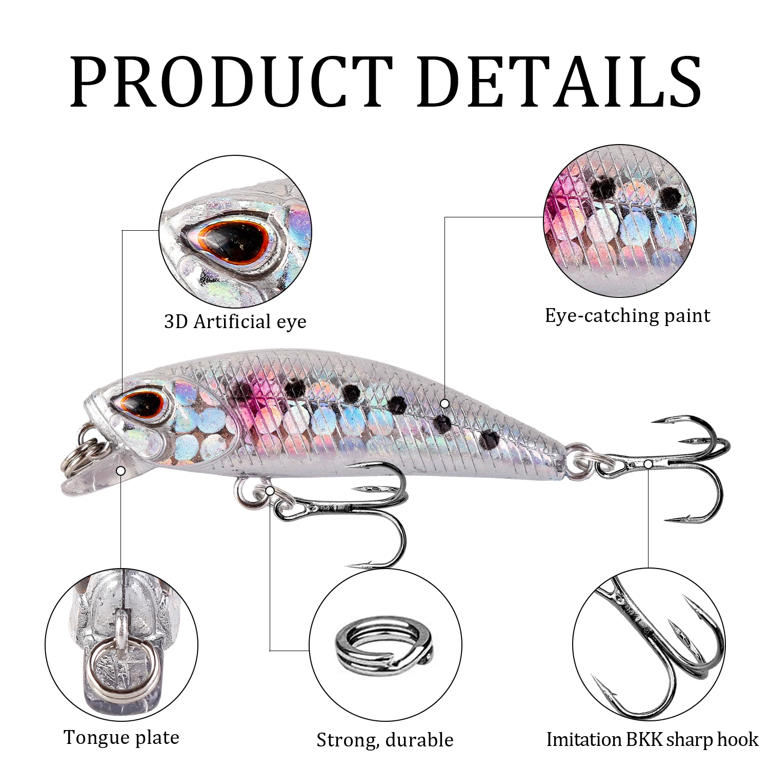 1pcs 미니 미노우 낚시는 Wobblers 4.5cm 3.5g 싱킹 인공 플라스틱 하드 미끼 크랭크베이트 저크베이트 Pesca Bass Tackle을 유혹합니다.