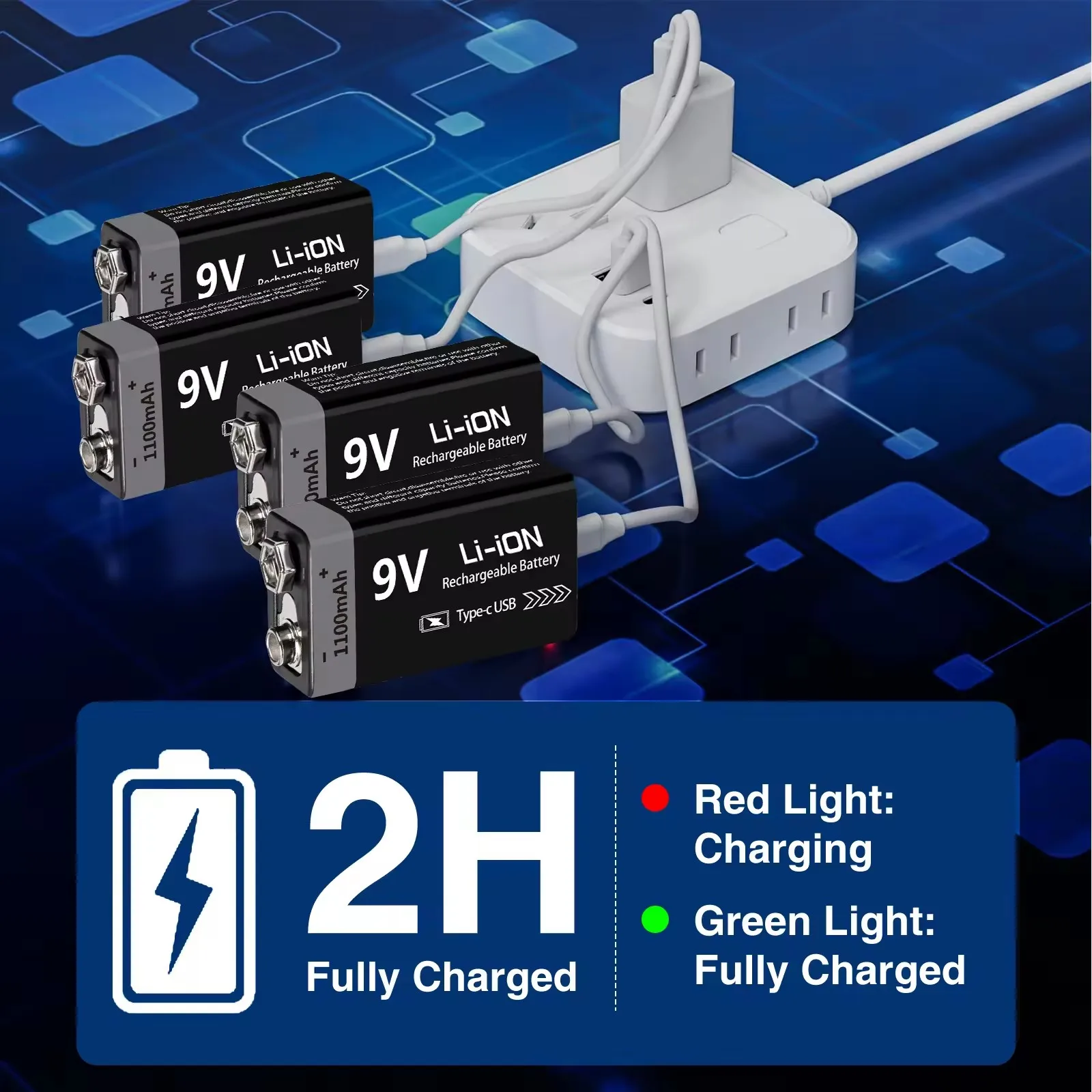 MATOV USB 9V 충전식 배터리 1100mAh Type-C 충전식 6F22 9V 리튬 이온 배터리 RC 헬리콥터 모델 멀티 미터 장난감