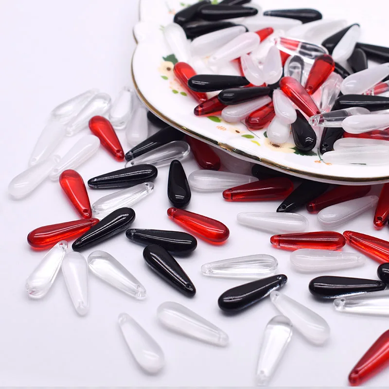 물방울 모양 체코 유리 비즈, DIY 쥬얼리 파인딩, 물방울 유리 느슨한 비즈, 쥬얼리 제작 목걸이, 7x22mm, 30, 60 개