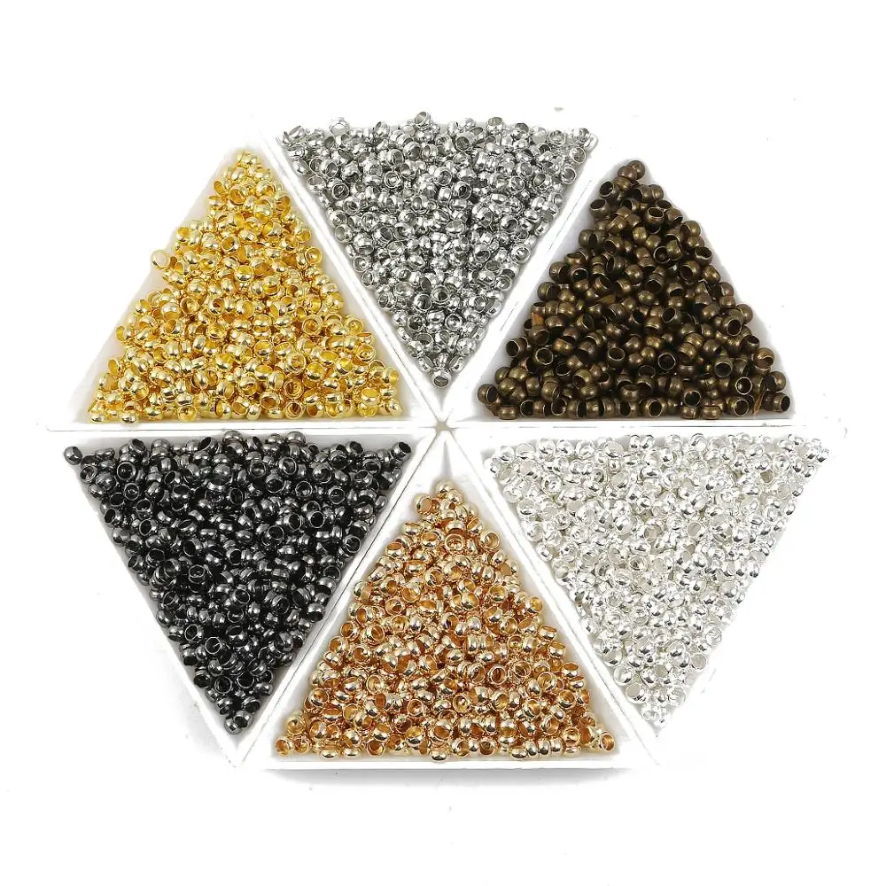 1.5/2/2.5/3/3.5/4mm 골드 실버 구리 볼 크림프 엔드 비드 스토퍼 스페이서 비즈 DIY 귀걸이 목걸이 쥬얼리 만들기 용품