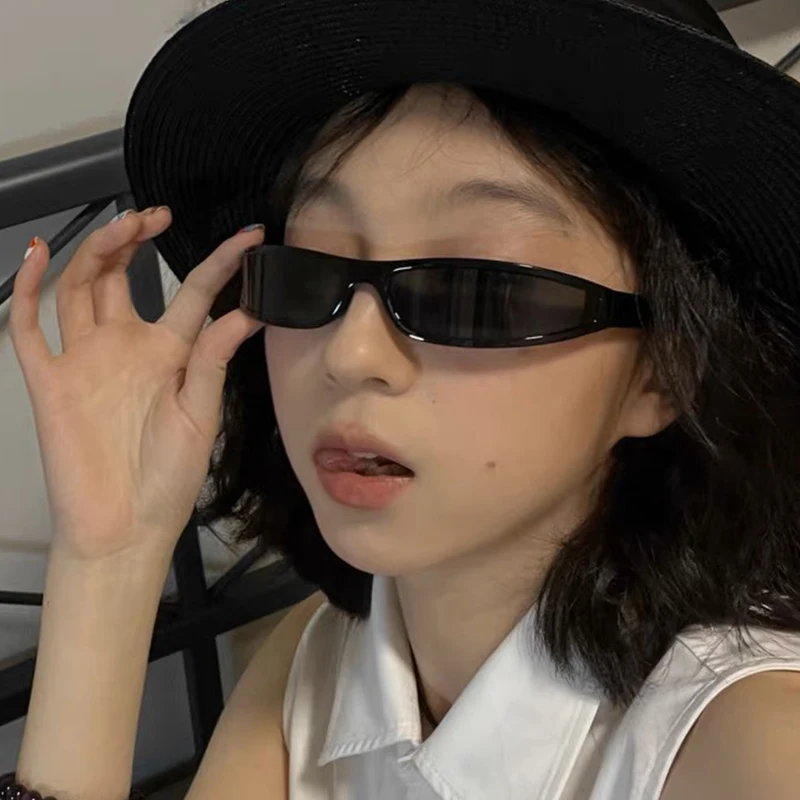 작은 직사각형 좁은 프레임 선글라스 여성 streetwear Y2k 태양 안경 여성 2023 패션 브랜드 빈티지 스포츠 선글라스