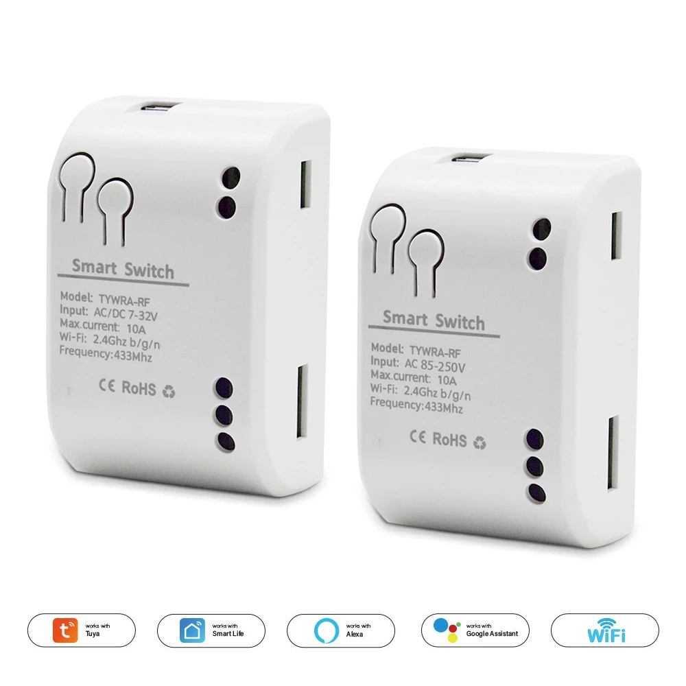 Tuya-스마트 Wifi 모터 스위치 모듈, 5V 12V 24V 32V 220V RF 433 라디오 원격 제어 Alexa Google Home 용 4 채널 인칭 릴레이