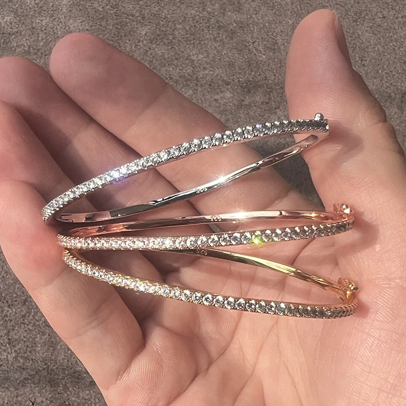 여성을위한 핫 브랜드 순수한 925 스털링 실버 주얼리 로즈 골드 팔찌 다이아몬드 팔찌 웨딩 쥬얼리 리벳 팔찌 쥬얼리 주위 title=여성을위한 핫 브랜드 순수한 925 스털링 실버 주얼리 로즈 골드 팔찌 다이아몬드 팔찌 웨딩 쥬얼리 리벳 팔찌 쥬얼리 주위