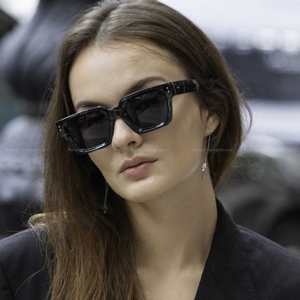 루이아오 2025 풀 럭셔리 프리미엄 쉐이드 디자이너 블랙 브랜드 선글라스 남성 스퀘어 선글라스 여성용
