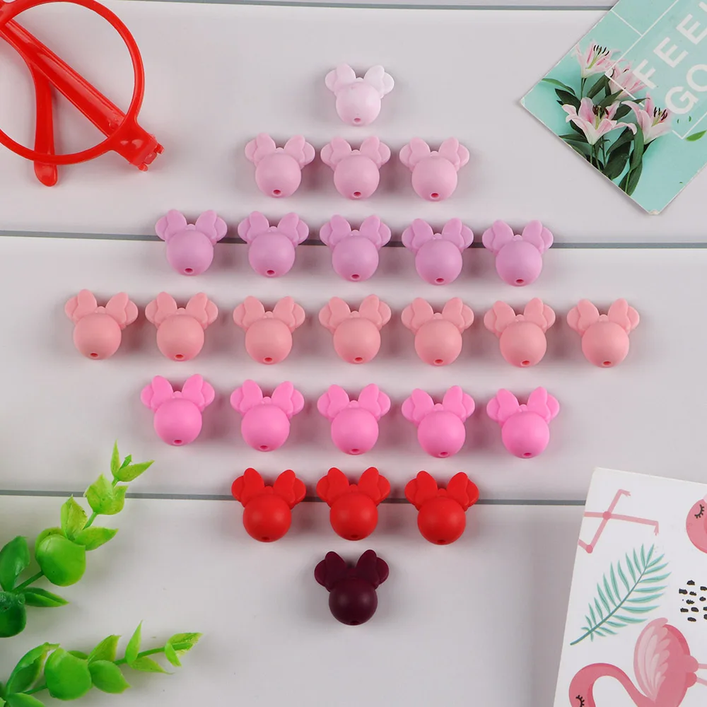 10 개/몫 미니 실리콘 구슬 보석에 대 한 활 크라운 잎 꽃 DIY 젖꼭지 체인 팔찌 액세서리 만들기