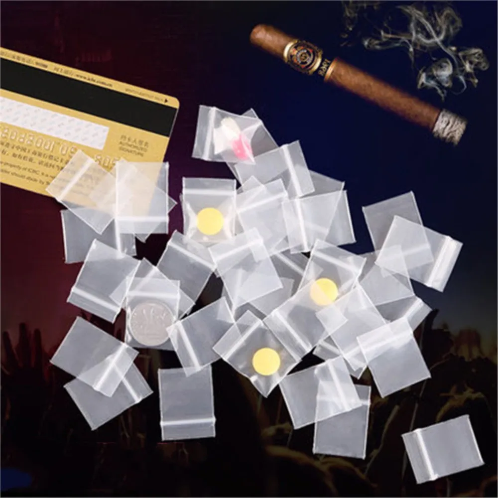 100pcs 미니 플라스틱 저장 가방 Resealable 셀프 씰링 지퍼 작은 비즈니스 보석 저장 포장을위한 명확한 플라스틱 주머니