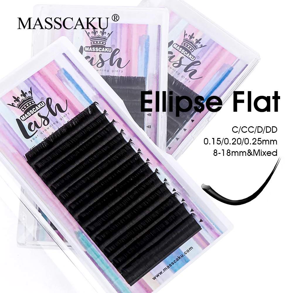 MASSCAKU 가짜 밍크 래쉬 타원형 플랫 속눈썹 연장 C/D 컬 0.15 0.20 0.25mm 8-18mm & 믹스 더블 스플릿 팁 메이크업 가짜 속눈썹 title=MASSCAKU 가짜 밍크 래쉬 타원형 플랫 속눈썹 연장 C/D 컬 0.15 0.20 0.25mm 8-18mm & 믹스 더블 스플릿 팁 메이크업 가짜 속눈썹