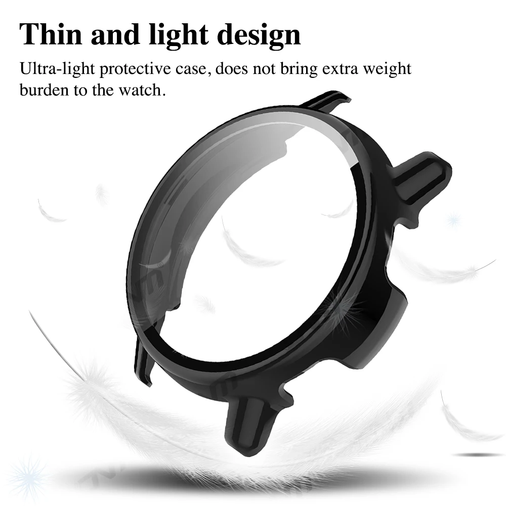 프리미엄 PC 케이스 및 강화 유리, Garmin Vivoactive 5 용 스크래치 방지 스크린 보호대 필름 및 범퍼 보호 커버 액세서리