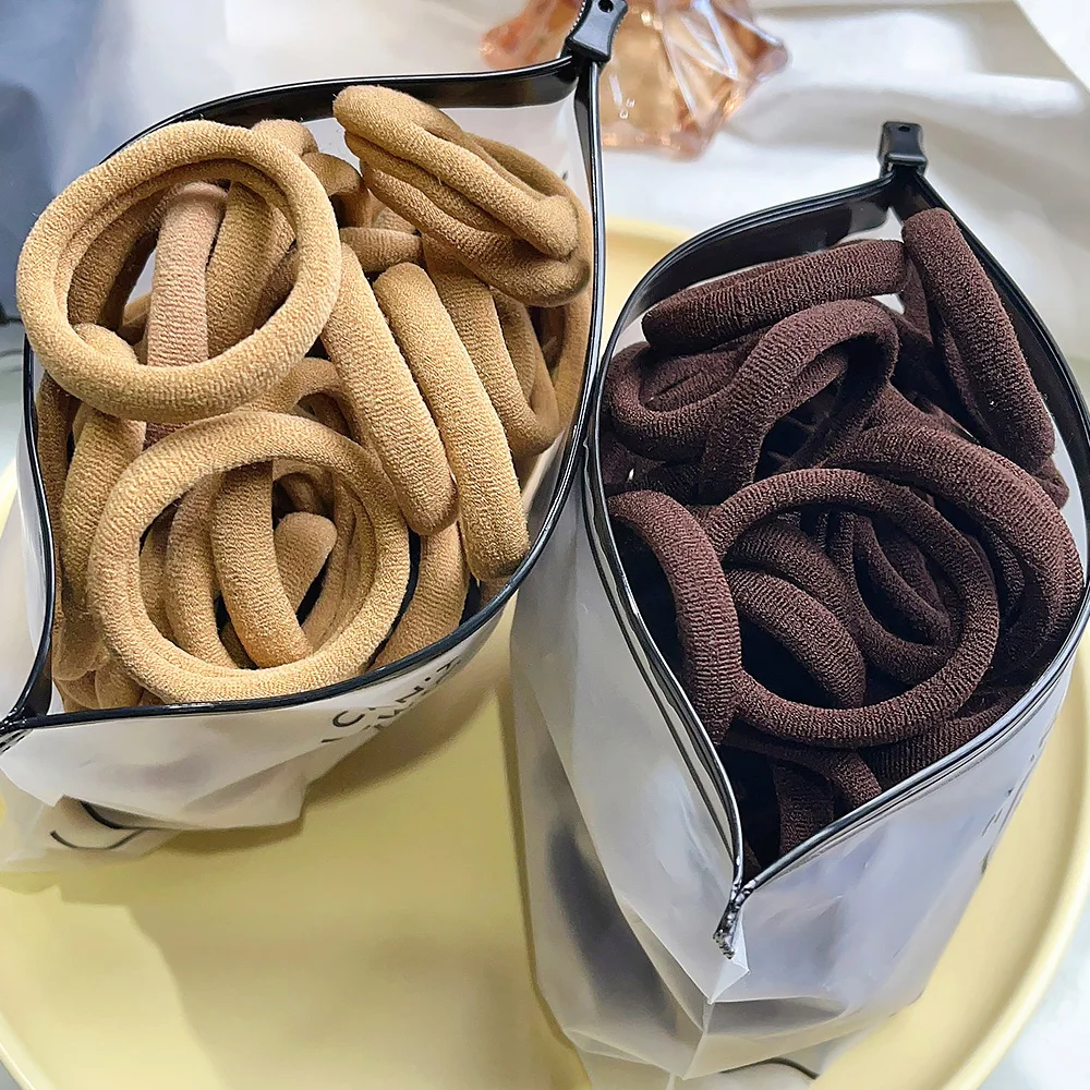 30/50 개/대 여자 여자 기본 헤어 밴드 간단한 단색 탄성 머리띠 헤어 밧줄 넥타이 헤어 액세서리 포니 테일 홀더