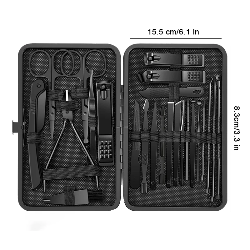 매니큐어 커터 손톱깎이 세트, 가정용 스테인레스 스틸 이어 스푼, 페디큐어 가위, 미용 도구, 8 개, 12 개, 15 개, 20/24 개