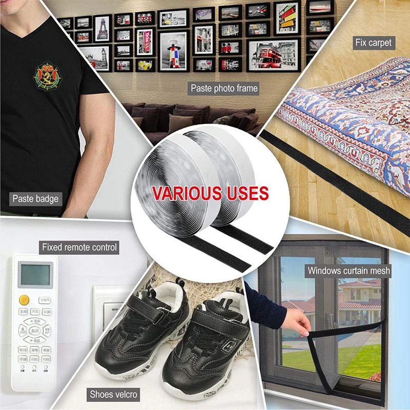 1-10M 벨크로 자체 접착 후크 및 루프 테이프 패스너 하우스 Diy 매직 탭 자동 양면 롤 강력한 접착제 홈 스트랩 스트립