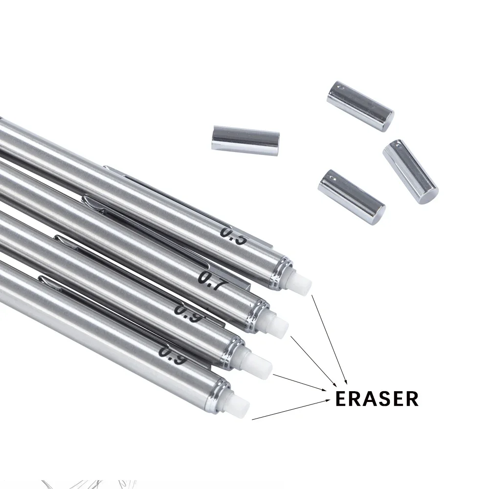 연필 그립이있는 금속 기계식 연필 세트 리드 아트 드로잉 학생 사무용품 0.5/0.7/0.9/2.0mm 자동 연필