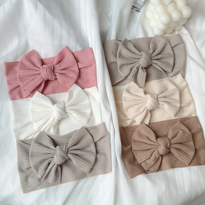 3pcs 아기 소녀 활 머리띠 신생아 터번 헤어 밴드 액세서리 어린이 헤어 밴드 야외 유아 어린이 HeadWrap 헤어 액세서리